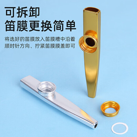 昙蓓漫卡祖笛金属口笛吉他尤克里里伴侣送笛膜小众乐器初学者简单易学 圣洁银【赠收纳纸筒+5片笛膜】 简单上手/音色纯净