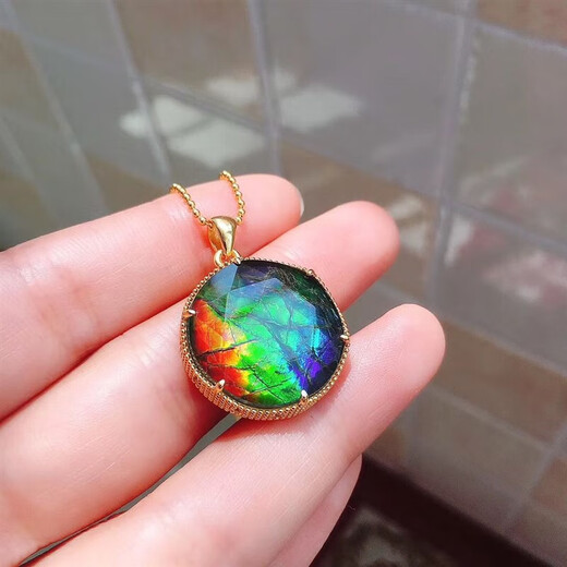 Junmin Canadian new other/other natural crystal/semi-precious stone necklace women's ammolite David satellite pendant