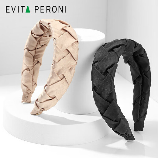 Evita Peroni fabric braided headband for women wide-brimmed white hair headband retro black high-end black
