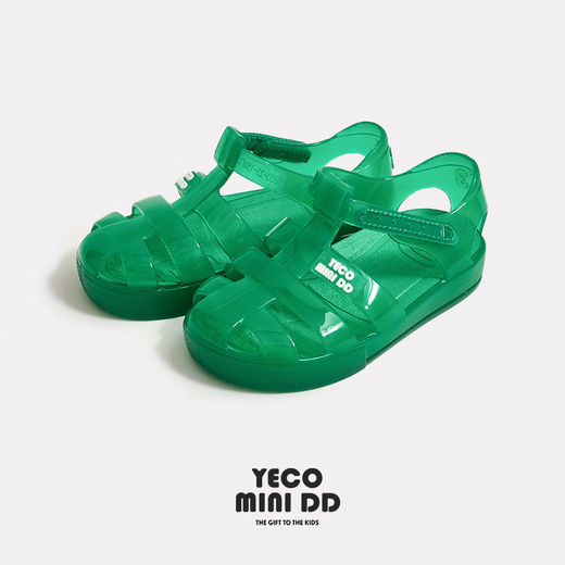 YECO MINI DD2025新款凉鞋儿童凉鞋罗马鞋洞洞鞋透气沙滩鞋 蕉绿 经典果冻 20 【内长13.5cm建议脚长13.0cm】