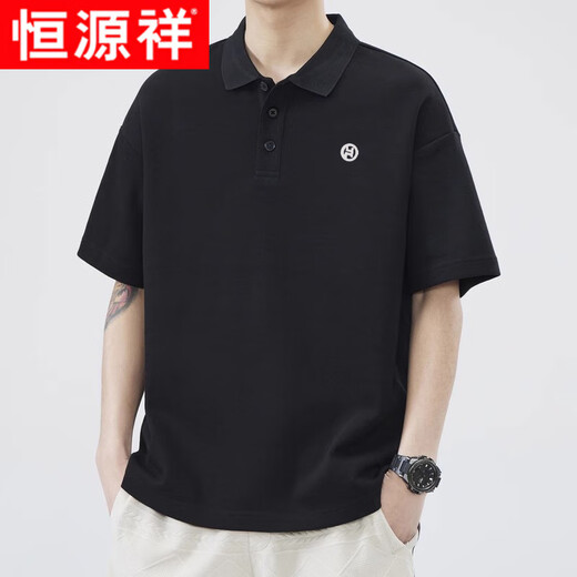恒源祥短袖t恤男士夏季新款舒适宽松潮牌POLO衫2025新款男款t恤男装上衣 白色polo衫-1365 M 【建议110-130斤】