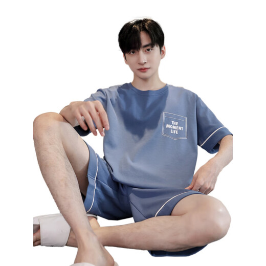 Calculat/Keen(CALCULAT/KEEN) CK pajamas for men summer pure cotton short sleeve thin large size youth cotton men's home clothing suit summer A679[Cotton] M [Suggested 80-110Jin[Jin equals 0.5 kg]]