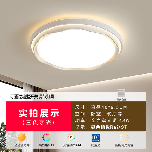 Fanji living room lamp modern simple and atmospheric led ceiling lamp 2025 new whole house package combination Guangdong Zhongshan lamp milk white round 40CM + three-color dimming No Specifications