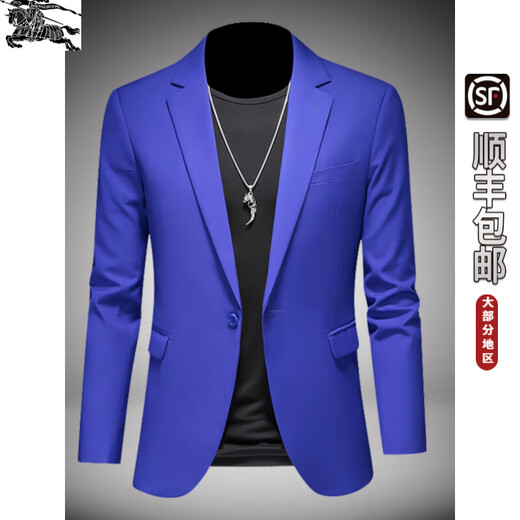 B PRORSUM Burberry Men's White Suit Top Small Suit Jacket Casual Trendy Plus Size Men's Clothes Men's Handsome White S