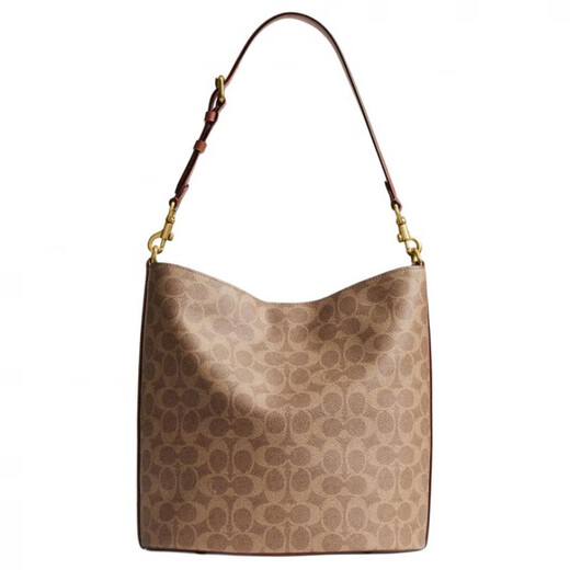 CoaCH (COACH) shoulder bag Willow28 classic logo soft artificial leather with cowhide bucket crossbody large women's brown and yellow basic package (bag + dust bag)