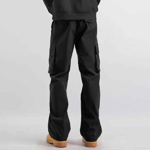 Homlean American funktionale Arbeithose Herren Sommer vielseitiger loser gerader Retro Casualhose HF03 Black XL