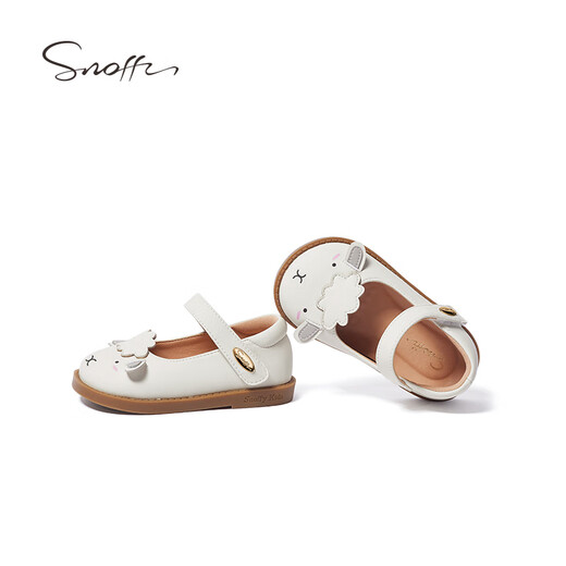 Snuffy Girls Leather Shoes Spring and Autumn Cartoon Casual Baby Soft Sole Cute Princess Shoes Children's Toddler Shoes Soft Cute Sheep White 19 Suitable for Feet Length 12.5cm