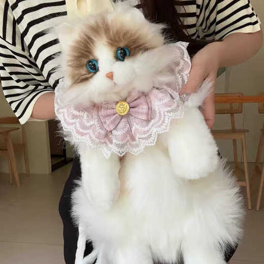 赟娅仿真布偶猫背包玩偶猫咪娃娃毛绒公仔小书包抱枕玩具生日七夕礼物 布偶猫玩偶双肩包（珍珠围脖） 下单即送礼袋+梳洗套装