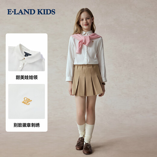 E LAND KIDS children's clothing girls' shirt season new doll collar embroidered long-sleeved top Ivory ivory/39 140