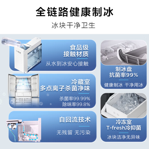TCL Ice Kirin King 515-liter cross four-door dual system ultra-thin zero-embedded automatic ice making first-class energy efficiency large-capacity household refrigerator trade-in R515T15-UQBS