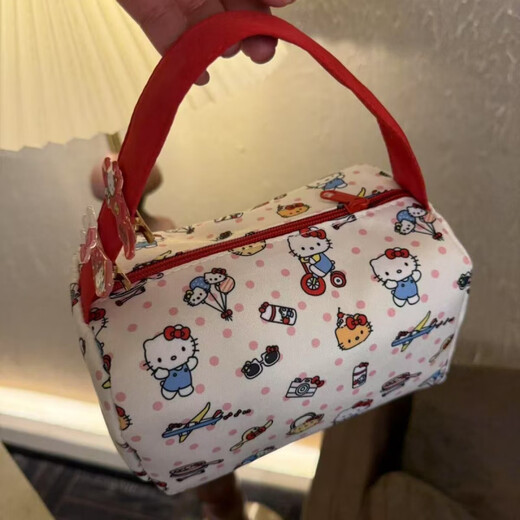 New cartoon cosmetic bag for makeup, washing, portable travel, portable storage, large capacity, cute three-dimensional handbag, red portable kt printed small bag