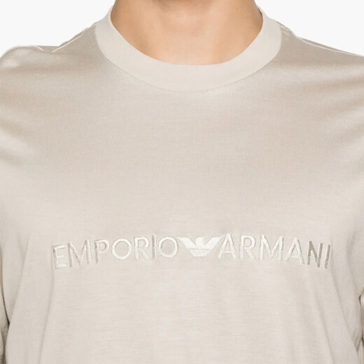 Armani T-shirt Spring and summer new men's short-sleeved simple casual round neck short-sleeved T-shirt top Men's Beige EM001070 AF13747 U1098 S