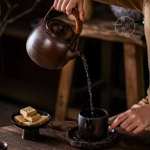 S588家用纯手工提梁壶中式大容量闷泡煮茶器电陶炉复古炭炉养生粗 1100ml ββββ12111号禅意窑变提梁壶β ββββ1L以上ββββ