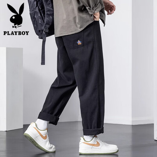 
Playboy (PLAYBOY) casual pants for men's loose trendy brand Spring and Autumn 2025 new style work trousers pure cotton straight pants high-end 1098 military green M suitable for 100-125 Jin [Jin equals 0.5 kg]