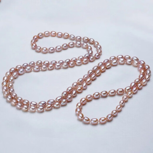 Carboman Feng Chengxiang Freshwater Pearl Sweater Chain Long Double-layer Necklace for Women as a Gift for Mom Rice Pearl Long Necklace 6-7mm