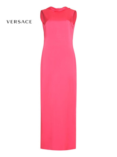 Versace Luxury Women's ENVER Satin Glossy Cocktail Dress PINK 20 | 40 IT