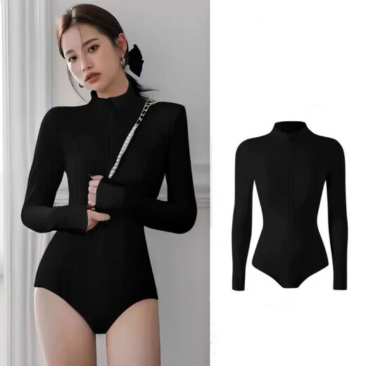 OIMG's new one-piece swimsuit conservatively covers the belly and looks slimming long-sleeved trousers sun protection quick-drying snorkeling surfing wetsuit jellyfish suit white 2XL