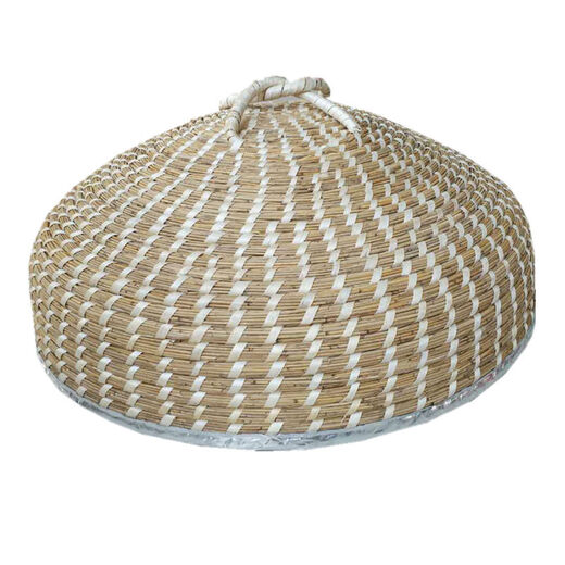Sanqihu big iron pot straw woven pot lid steamed pot lid hand-woven high reed grass lid steamed bun straw hat lid household iron pot stewed outer diameter 7374 cm edge wrap
