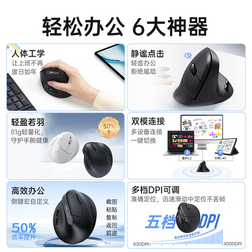 多彩（Delux）M618Air人体工学垂直无线鼠标充电静音办公笔记本台式机电脑大小手男女通用垂直护手鼠标 M618Air双模【无线蓝牙可充电】茱萸粉 M618AIR充电款
