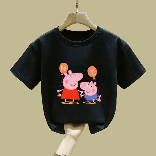 
Remtin Girls Short Sleeve 2025 New Summer T-shirt Clothes Children's Summer Children's Clothes Fashionable Half Sleeve Pig White-JY695 Balloon Pig 100