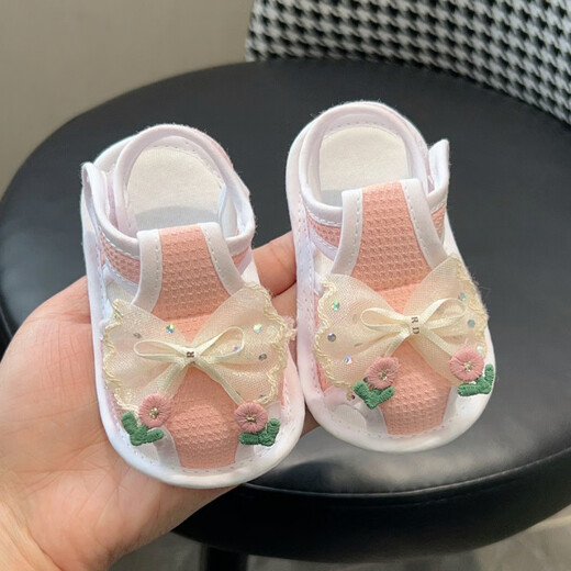 Liyunhouse Sommer 6-12 Monate alte Babysandalen 0-1 Jahre altes Mädchen Bogen weicher Bodenbeutel Kopf Anti-Kick Babyschuhe frische grüne weiche Sandalen-Roge-Nektarknoten 11 m in der Länge 11,5 cm empfohlen für 10 Monate