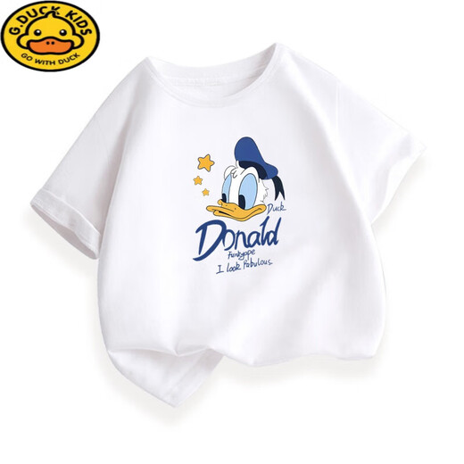 G.DUCKKIDS儿童t恤男童短袖夏装打底衫女童半袖女宝宝洋气上衣服时髦童装 桔色#6173唐老鸭 100 建议年龄3-4岁