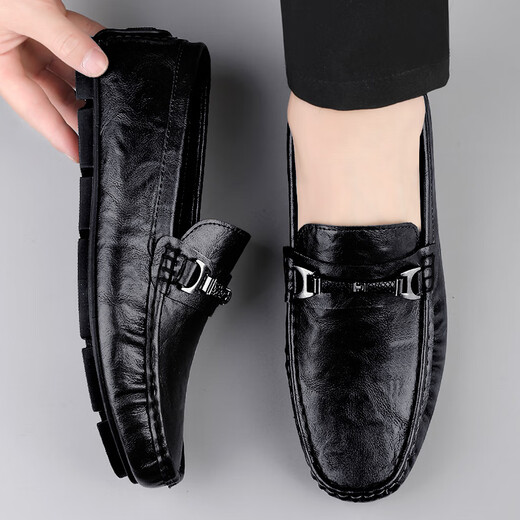 Zapatos de cuero de cuero genuinos zapatos de cuero casuales para hombres zapatos suaves para hombres zapatos de negocios transpirables zapatos de moda para hombres zapatos de cuero británico 9912 negro 38