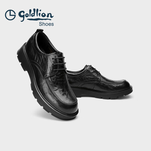 Goldlion men's shoes 25 early autumn new thick-soled business derby shoes commuter formal shoes G508530095AAA black 40