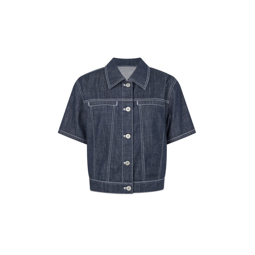 MeiYANG (MEIYANG) Nightline Short Sleeve Jacket Youth Synonym Lapel Breasted Denim Top Dark Blue S