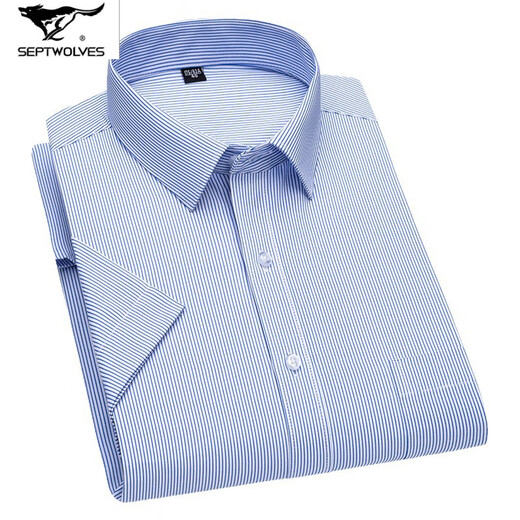 
Seven Wolfs 2025 summer middle-aged men's short-sleeved shirt for business professional formal wear without ironing quality cotton men's high-end shirt DX6624 43
