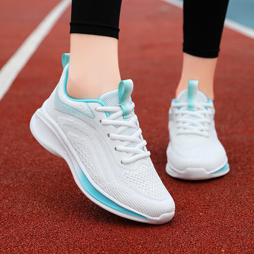 
Women's shoes for spring mesh breathable sports shoes for students running shoes for girls jump rope shoes lightweight soft sole tide Anta mesh breathable ZH6636 gray grass green 35