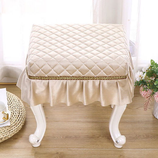 Customized thickened rectangular square stool cushion makeup stool cover dressing table stool cover piano stool cover stool cover chair cover Luoli velvet light coffee makeup stool cover 35*45cm square