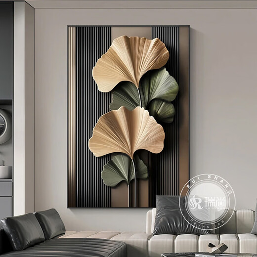 Ruishang (RUISHANG) minimalist abstract porch decorative painting, modern simple model room hanging painting, floor painting, living room sofa background wall painting, 80*120 aluminum alloy frame + crystal porcelain surface (recommended)