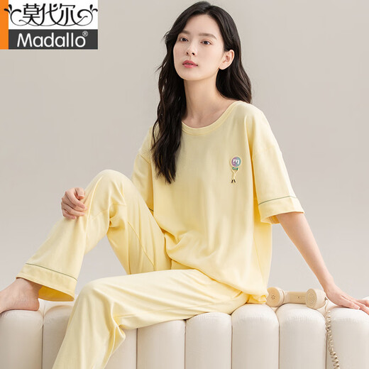 莫代尔睡衣女夏季新款夏天纯棉短袖长裤半袖春秋高级感家居服套装可外穿 CM65031【女】 Z9721 M 【建议80-100斤穿】