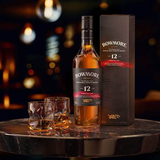 波摩行货 Bowmore 宾三得利旗下单一麦芽威士忌 苏格兰原瓶进口洋酒 波摩12年700mL新版