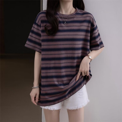 古阑迪莉2025女士短袖高档女时尚一点胖妹妹遮肚夏装微胖mm圆领T恤加肥加 9928灰色 M 80-95斤