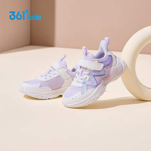 361 Children's Shoes Children's Sports Shoes 2025 Autumn Girls Light Soft Elastic Sweet Childlike Casual Shoes Purple 32