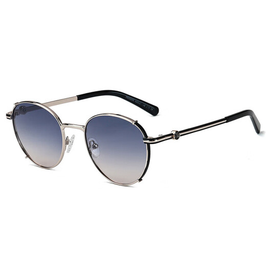 QBLU QIANBAILU Europäischer und amerikanischer Retro -Trend Sonnenbrille für Frauen polarisierte Metall Sonnenbrille Sonnenschutzbrille C2 Flaches Gungrau Blau