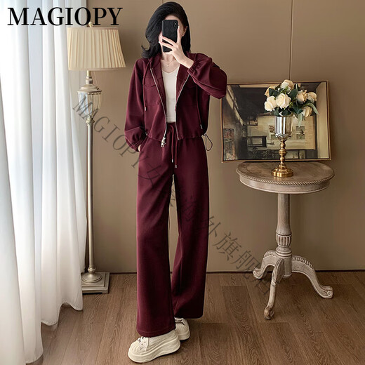 MAGIOPY国际奢侈高档品牌小个子穿搭休闲运动套装女2025春季洋气红色短款 红色两件套 S(100斤以内)