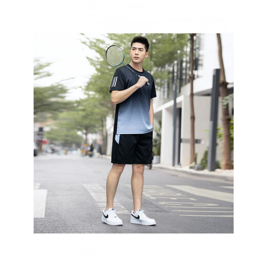 Playboy (Playboy) Running Running Sports Sports Sports Sports Men's Men's Men's Summer Style Plus Fat Plus Taille Sleeve Two Badminton Suit Blue 9902 L 90-110JIN [Jin est égal à 0,5 kg]
