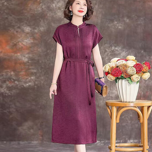 ac mmng light luxury brand Xima's wedding banquet 2025 new mother dress new Xiangyunsha silk modified cheongsam Jiang Zi 2XL 125-140Jin [Jin equals 0.5 kg]