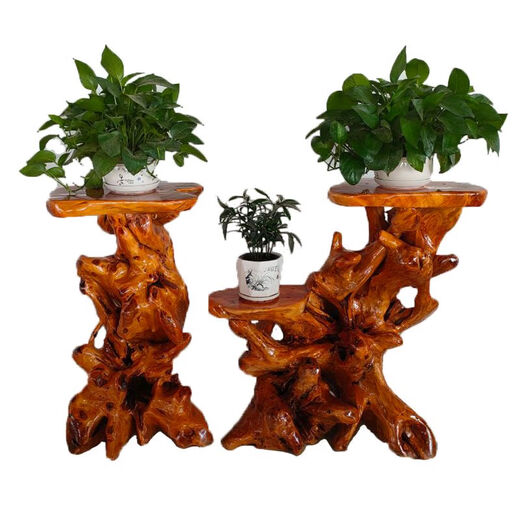 Natural root carving stand base log living room Chinese bonsai fish tank stand solid wood tree root art balcony ornament antique red 16863
