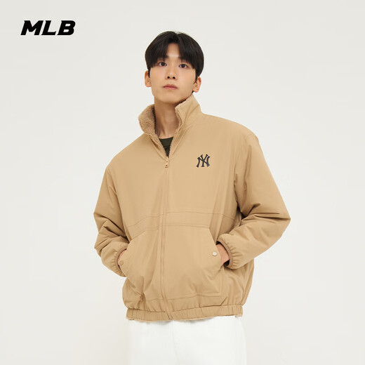 
MLB Meijia Professional Baseball New Couple Jacket Men and Women NY Small Lamb Silk Lamb Fur Warm Sports Two-Side Jacket AFDV Official 50BGL/Light Beige New York Yankees S