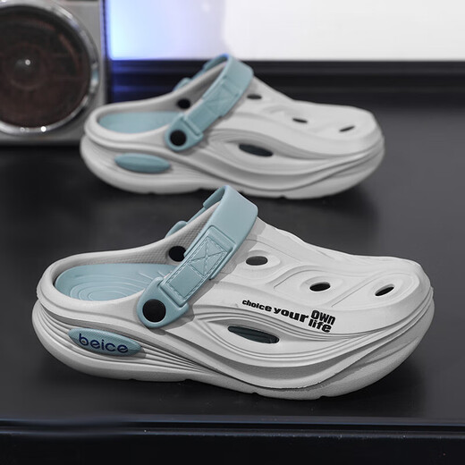 
Sports hole shoes men's summer 2025 new style teenagers outdoor beach fishing anti-slip wear-resistant men's slippers gray 42-43