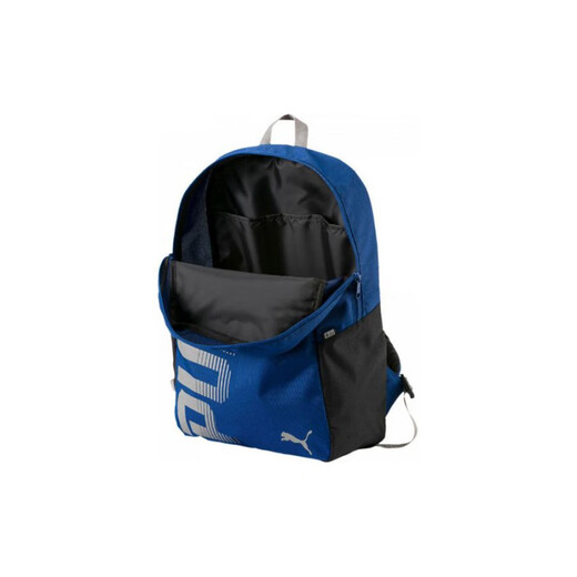 Puma (PUMA) sports fashion letter pattern printed zipper opening and closing fabric school bag backpack backpack regular lesbian bright blue