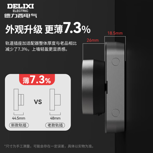 德力西（DELIXI）轨道插座 升级新款无界 壁挂式导轨插座50厘米轨道+3个五孔玄铁灰