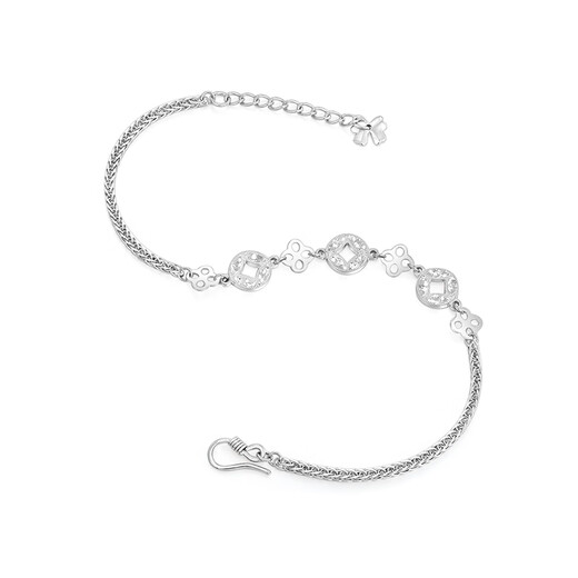 Mengjinyuan platinum bracelet, broken matte coin, four-leaf clover, flashing PT950 platinum as a gift for girlfriend, weighs about 5.5g, chain length is about 19cm