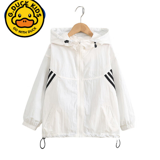 G.DUCKKIDS girls color-blocked sun protection clothing jacket 2025 summer new style medium and large children's foreign style light and breathable sun protection clothing air-conditioning shirt purple Children's Day gift 170