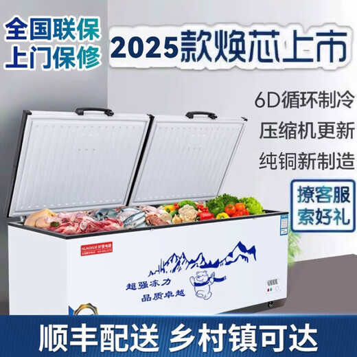 Hlaoxue Freezer Ménage commercial Réfrigérateur horizontal de grande capacité Réfrigération à double température Good Snow Freezer 688 Température Modèle de capacité accrue (long 1,3 mètre)