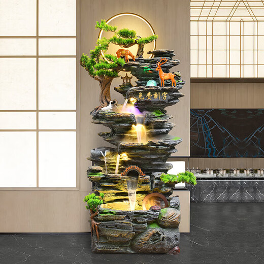 Grandes adornos de la fuente de agua que frota al piso para sala de estar, riqueza, rueda de feng shui, regalos de apertura, decoración de agua de circulación de montaña 9926 pequeños 106 cm